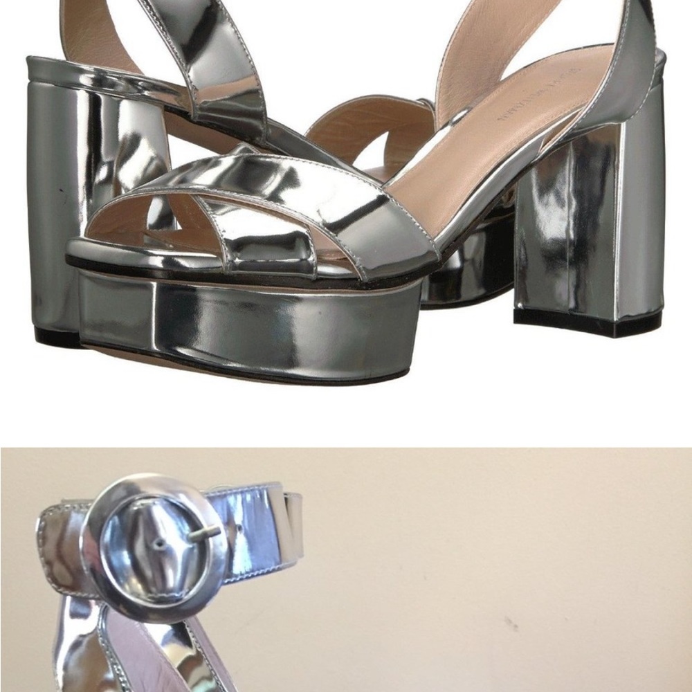 Size 5 Stuart Weitzman Silver Platform Sandals